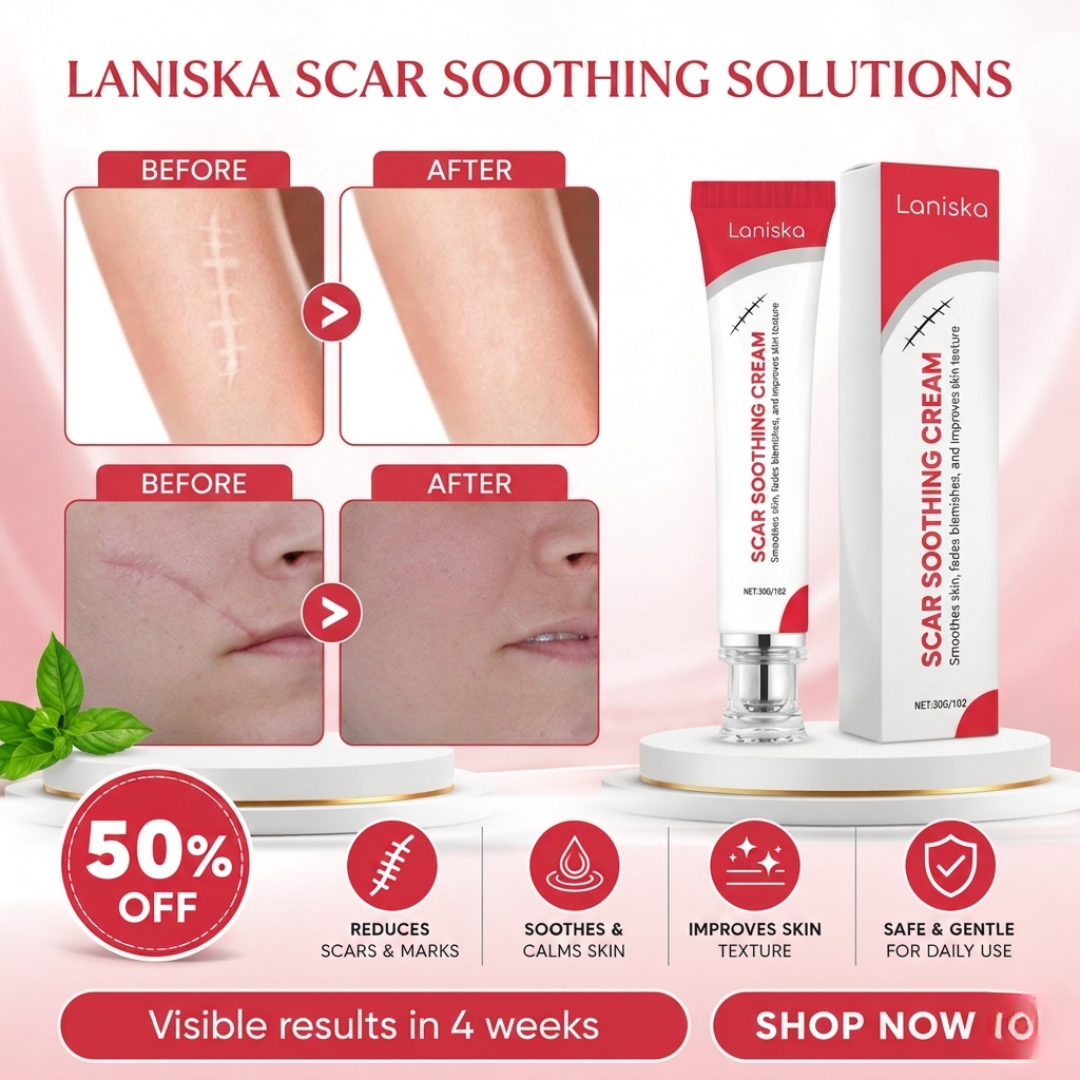Laniska Scar Soothing Cream | 7-in-1 Skin Repair with Argan Oil, Shea Butter, Vitamin E & Hyaluronic Acid | Fades Scars, Warts & Scratches, Deep Hydration