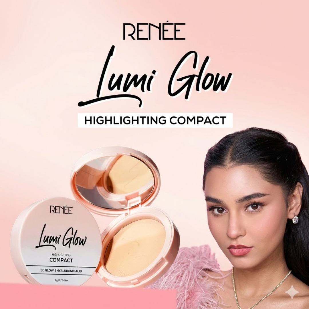Renee lumi Glow Duo | Glowing moisturizer + Glowing Compact powder | long lasting & waterproof Dewy finish makeup base