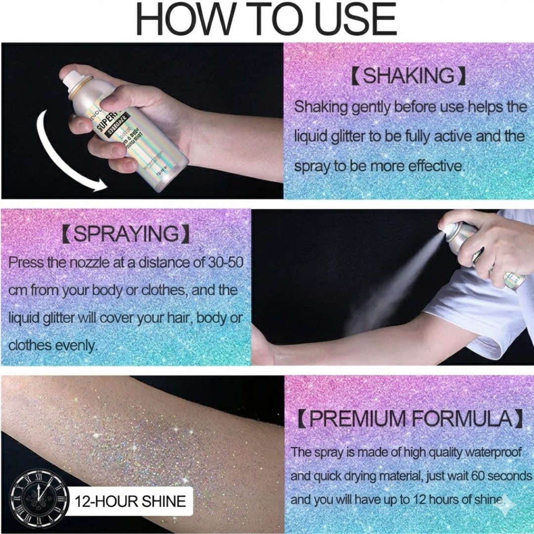 Makeup Revolution Stardaze Glitter Hair & Body Mist | Multi Use - Face, body & beautiful Shinny Hair | Long-lasting, Sweat proof & Quick-Drying