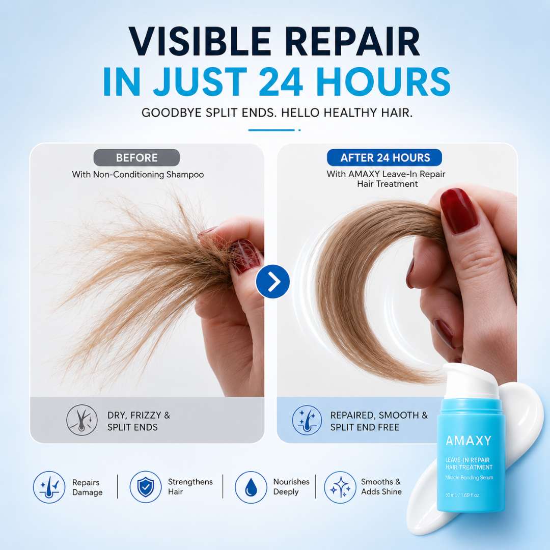 AMAXY Miracle Bonding Serum – Leave-In Repair Hair Treatment – Repairs Damaged Hair, Strengthens & Protects – With Patented Kereffect Bond Complex, Keratin Peptide & 3 Essential Oils
