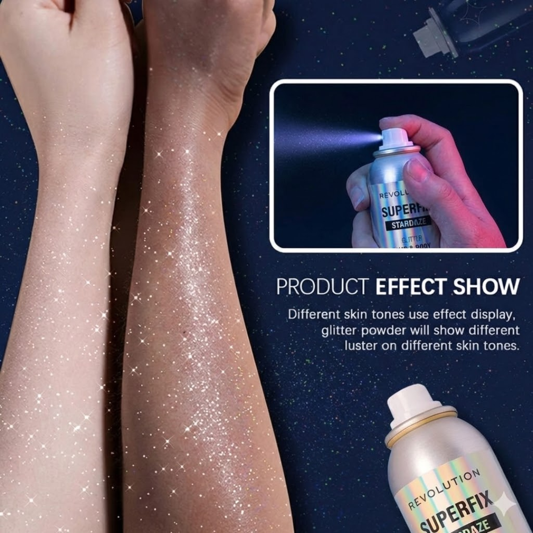 Makeup Revolution Stardaze Glitter Hair & Body Mist | Multi Use - Face, body & beautiful Shinny Hair | Long-lasting, Sweat proof & Quick-Drying
