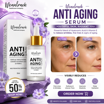 Mcaulraek Anti-Aging Serum – Youthful Skin, Radiant You – Powerful Blend of Hyaluronic Acid & Vitamin E – Reduces Wrinkles, Fine Lines & Signs of Aging – Deeply Hydrates, Nourishes & Improves Elasticity