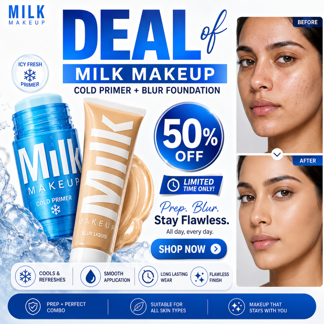 Milk Makeup Cold Primer + Blur Foundation Deal – Prep, Blur & Stay Flawless – Cooling Primer + Blur Foundation Duo – Blurs Pores, Smooths Skin, Controls Oil – Long-Lasting, Soft Matte Finish