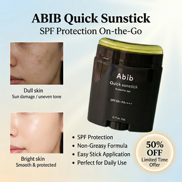 Abib Quick Sunstick Protection Bar SPF50+ PA++++ | No White Cast, Non-Greasy UV Protection Stick with Aloe, Centella & Green Tea