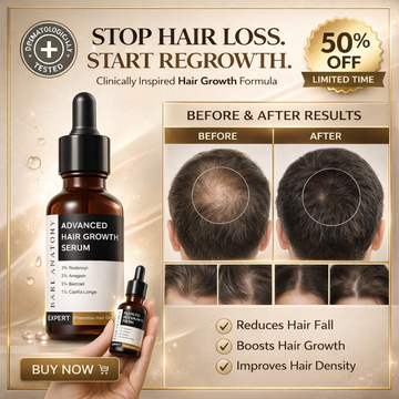 Bare Anatomy Advanced Hair Growth Serum | 3% Redensyl + 4% Anagain + 3% Baicapil + 1% Capilia Longa | Clinically Proven to Reduce Hair Fall & Boost Regrowth