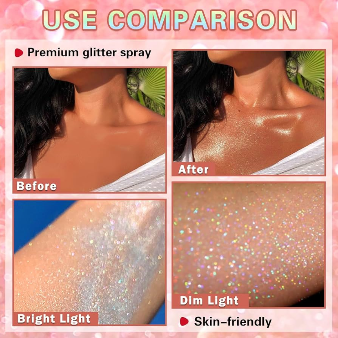 Makeup Revolution Stardaze Glitter Hair & Body Mist | Multi Use - Face, body & beautiful Shinny Hair | Long-lasting, Sweat proof & Quick-Drying