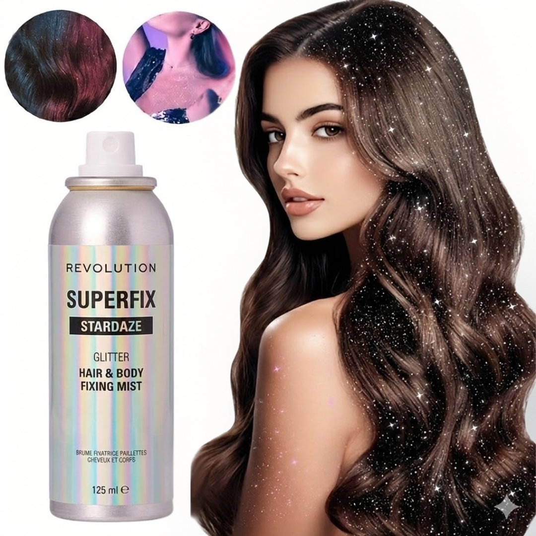 Makeup Revolution Stardaze Glitter Hair & Body Mist | Multi Use - Face, body & beautiful Shinny Hair | Long-lasting, Sweat proof & Quick-Drying