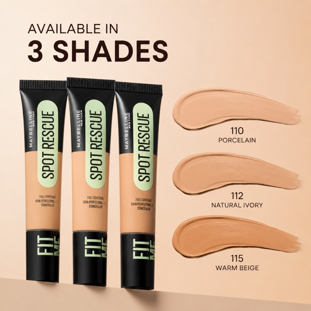 Maybelline New York Spot Rescue Concealer - Full Coverage Skin-Improving Concealer + Salicylic Acid – Conceals Acne & Blemishes, Improves Skin Over Time – 12HR Long-Lasting