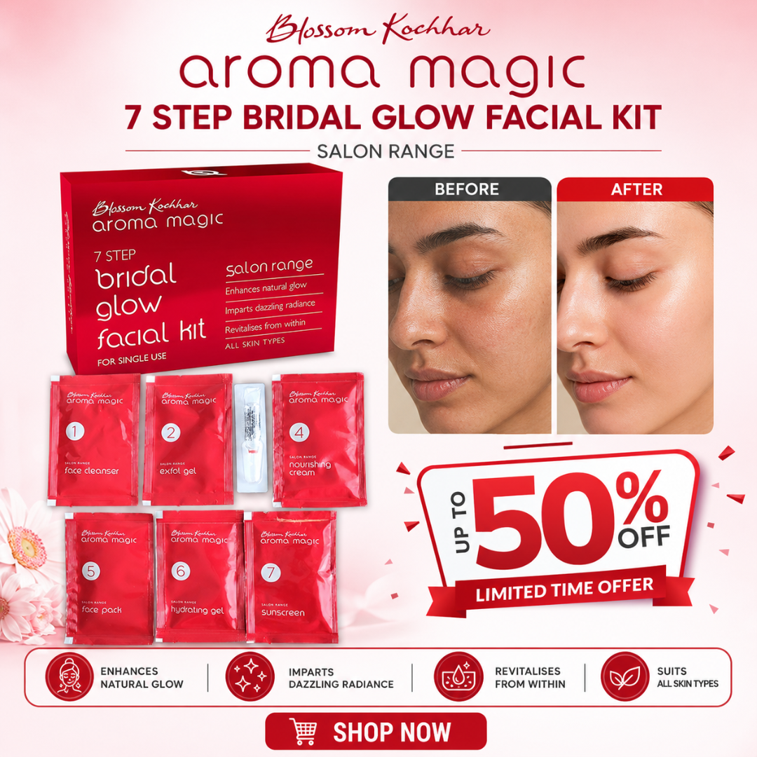 Aroma Magic 7 Step Bridal Glow Facial Kit – Salon Range – Enhances Natural Glow, Imparts Dazzling Radiance, Revitalises From Within – Complete 7-Step Facial at Home – For All Skin Types