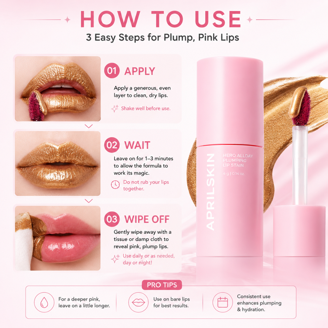 Aprilskin Hero All Day Plumping Lip Stain – Buy 1 Get 1 FREE – Fuller, Smoother & All Day Long – Peel Off, Reveal Pink – Instant Volume, All Day Wear – Non-Sticky, Lightweight