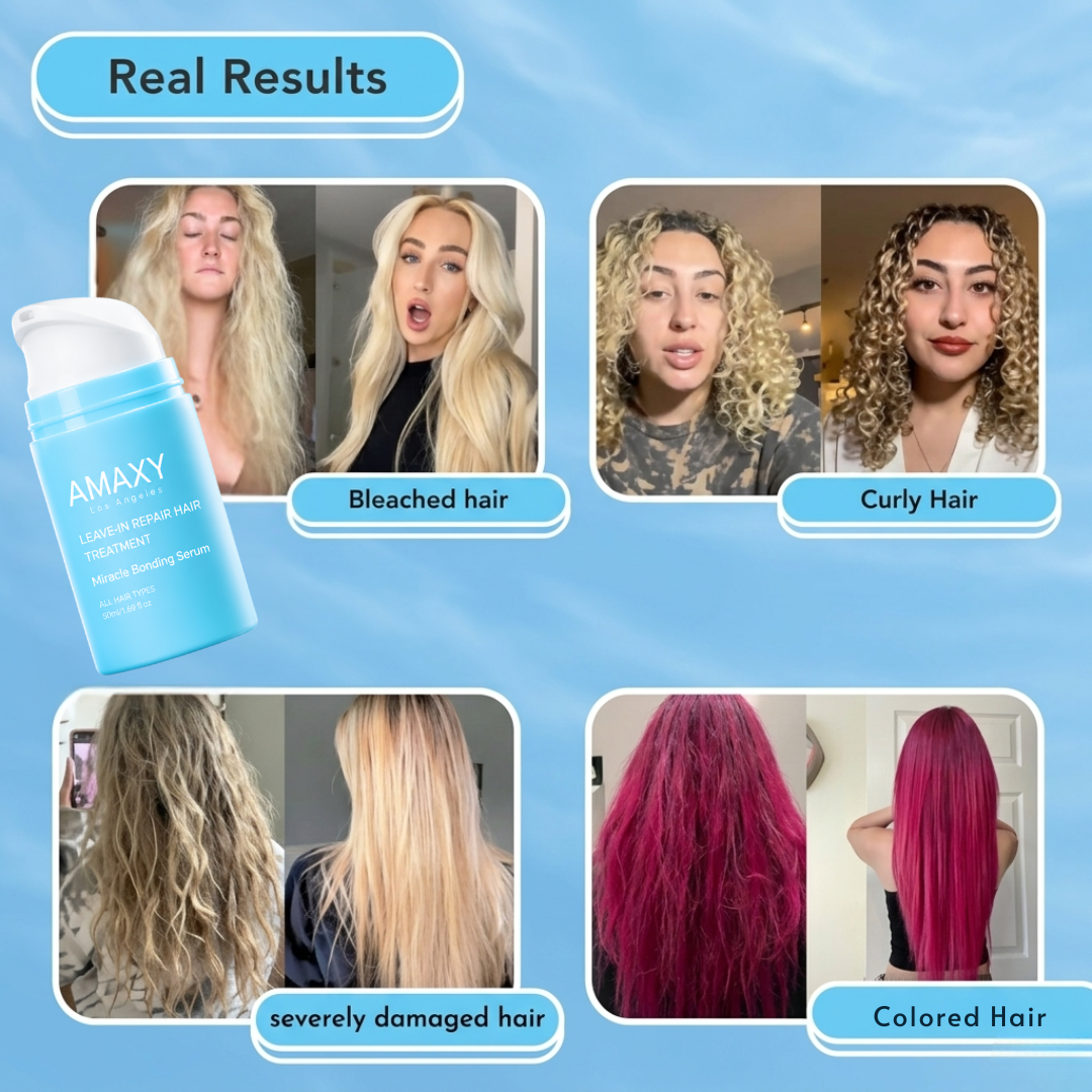 AMAXY Miracle Bonding Serum – Leave-In Repair Hair Treatment – Repairs Damaged Hair, Strengthens & Protects – With Patented Kereffect Bond Complex, Keratin Peptide & 3 Essential Oils