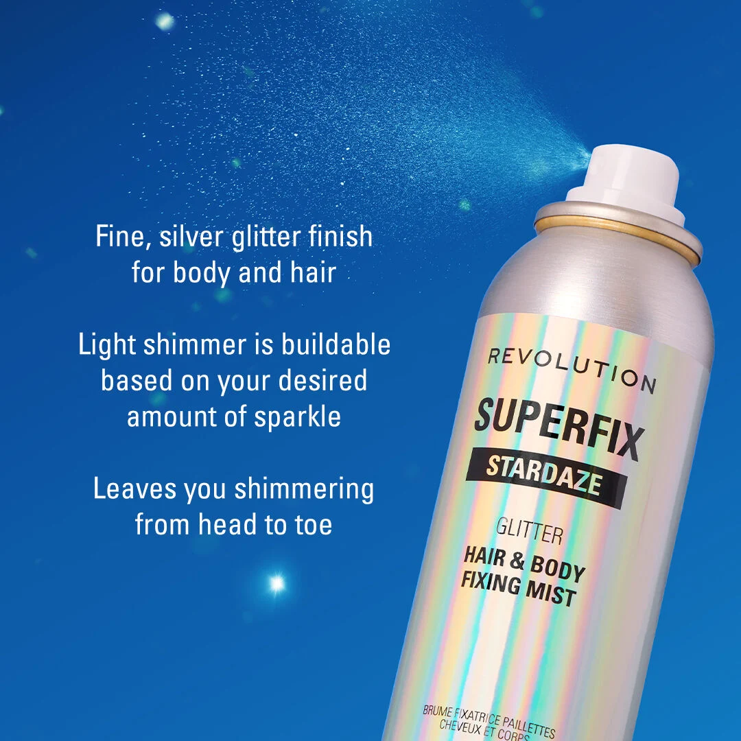 Makeup Revolution Stardaze Glitter Hair & Body Mist | Multi Use - Face, body & beautiful Shinny Hair | Long-lasting, Sweat proof & Quick-Drying