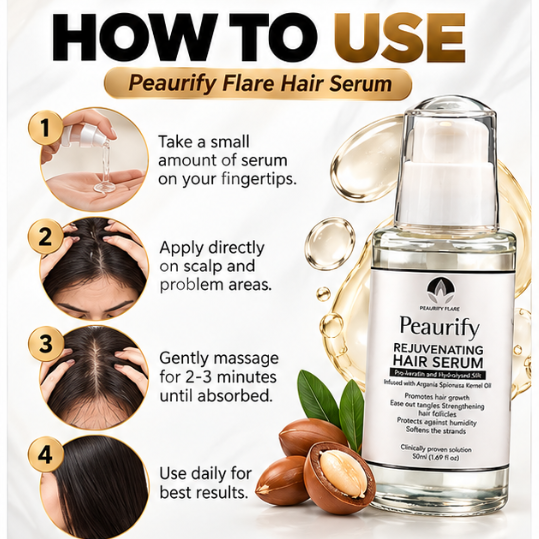 Peaurify Flare Rejuvenating Hair Serum – Anti-Hair Fall & Hair Growth Treatment – Pro-Keratin & Argan Oil