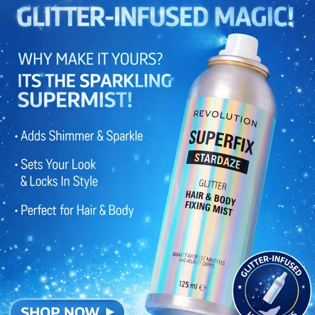 Makeup Revolution Stardaze Glitter Hair & Body Mist | Multi Use - Face, body & beautiful Shinny Hair | Long-lasting, Sweat proof & Quick-Drying