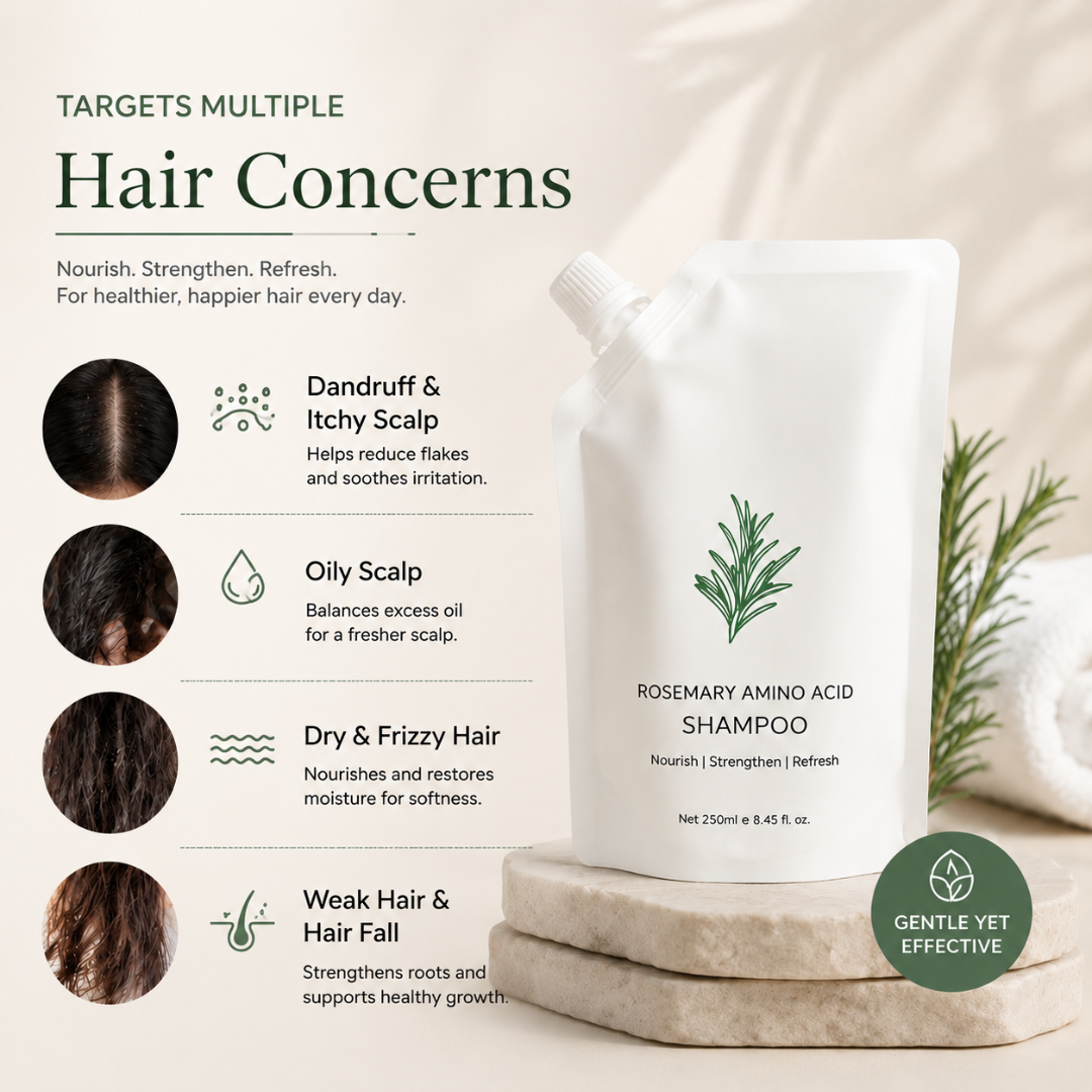 Tgideas Rosemary Amino Acid Shampoo – Strengthens Hair Roots, Promotes Hair Growth, Reduces Hair Fall – Deep Cleansing, Nourishing & Safe – For Dandruff, Oily Scalp, Dry & Frizzy Hair