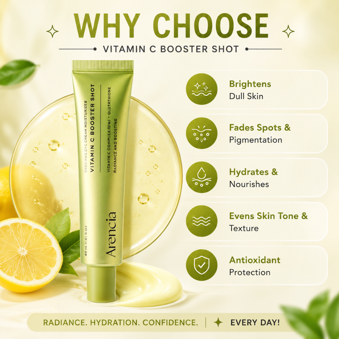 Arencia Vitamin C Booster Shot – Vitamin C Booster for Dark Spots, Uneven Tone, Fine Lines & Dullness – Deep Hydration, Antioxidant Protection