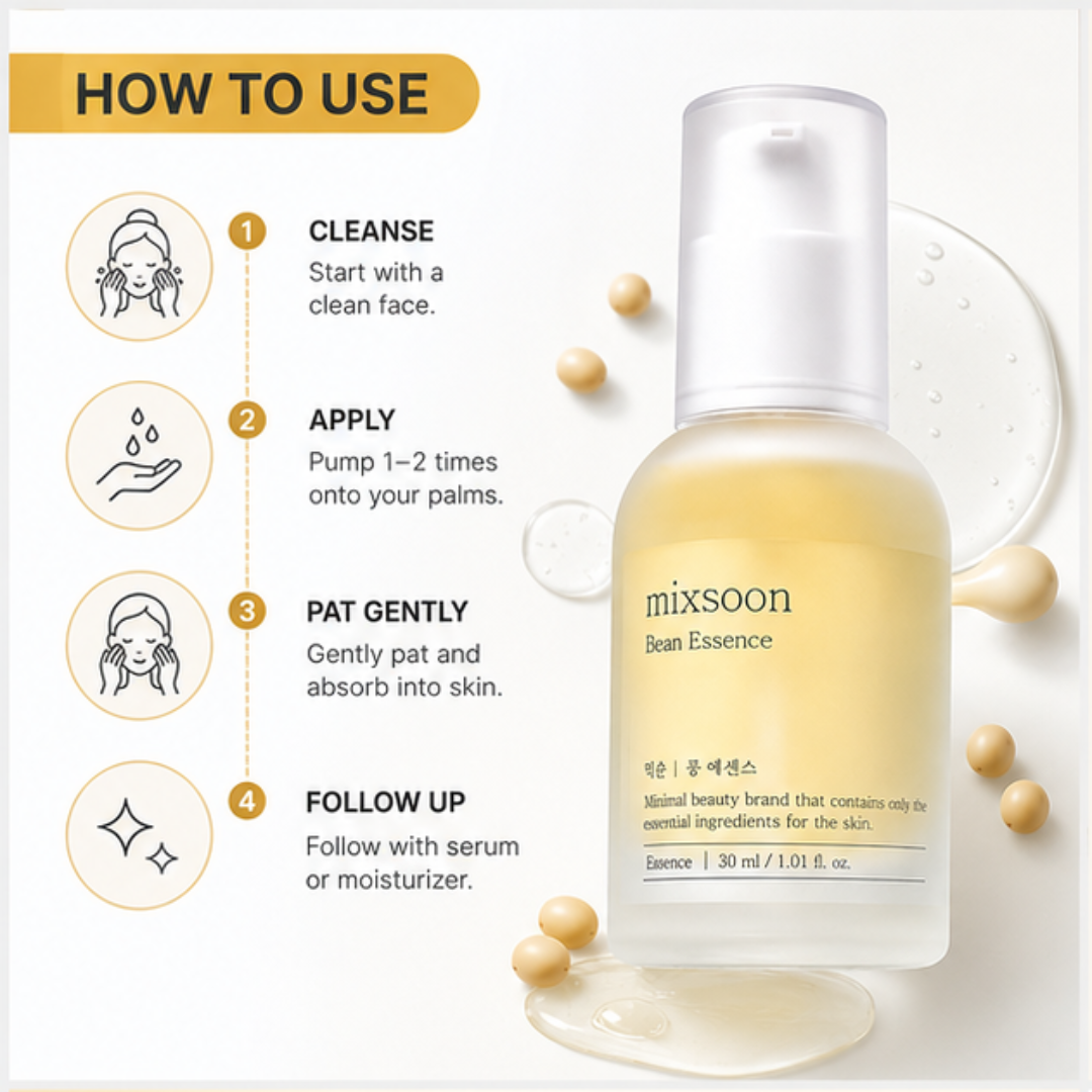 mixsoon Bean Essence – 50% OFF – Nourish, Refine & Reveal Radiance – Minimal Ingredients, Maximum Results – Smooths Texture, Deeply Hydrates, Refines Pores, Boosts Glow