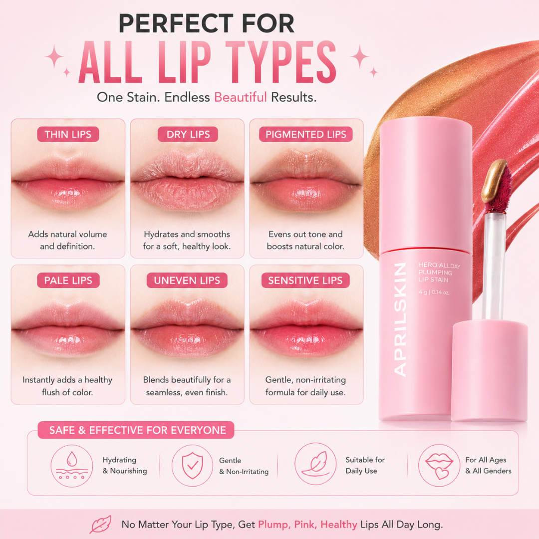 Aprilskin Hero All Day Plumping Lip Stain – Buy 1 Get 1 FREE – Fuller, Smoother & All Day Long – Peel Off, Reveal Pink – Instant Volume, All Day Wear – Non-Sticky, Lightweight