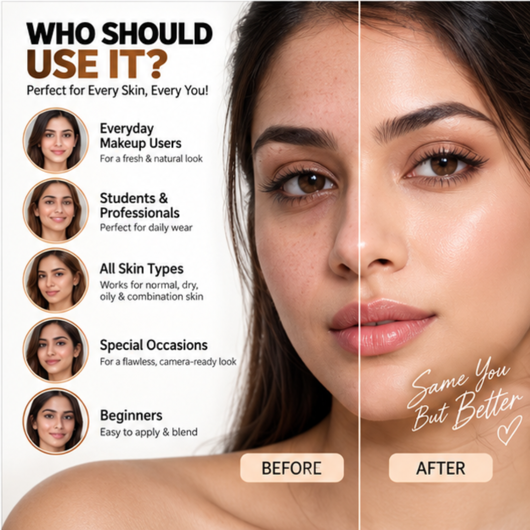 Deal of Dewy FLICKA Foundation + Flicka Silk Primer  & FREE Blender – High Coverage, Flawless Smooth base - Best for all skin types