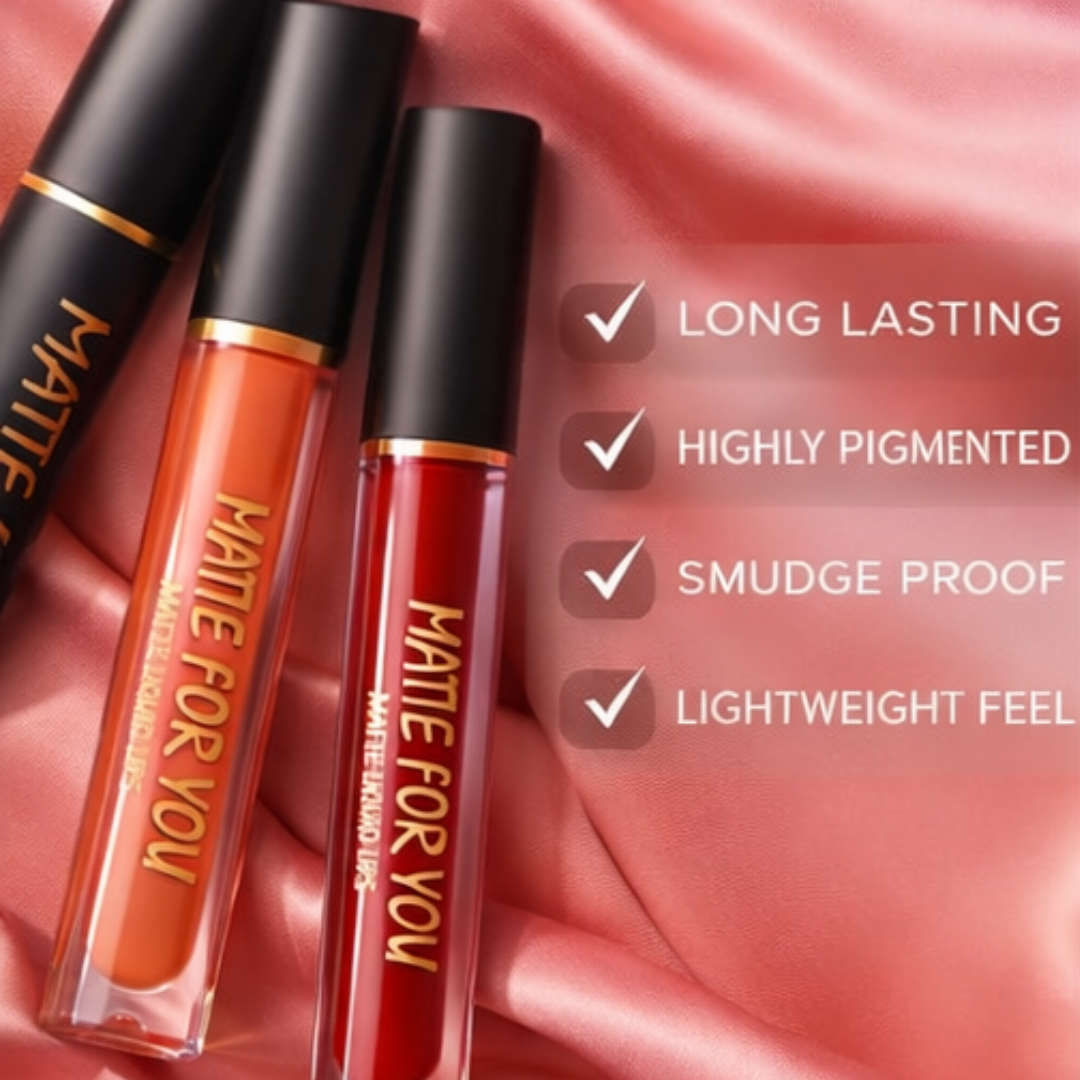 SL Basics Matte For You Liquid Matte Lipsticks | 16HR Wear, Transfer Proof & Vitamin E Enriched (Pack of 4)
