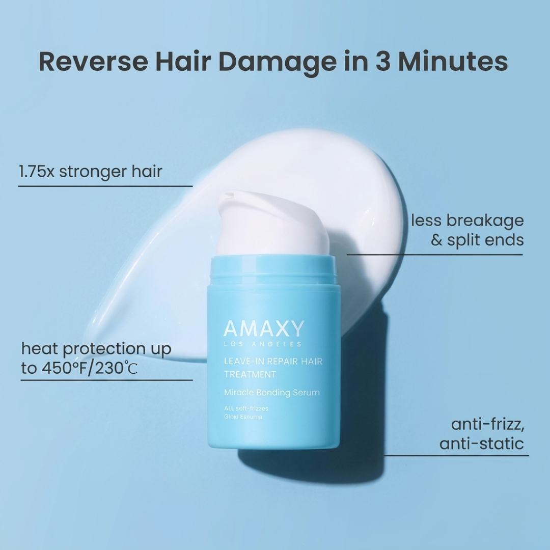 AMAXY Miracle Bonding Serum – Leave-In Repair Hair Treatment – Repairs Damaged Hair, Strengthens & Protects – With Patented Kereffect Bond Complex, Keratin Peptide & 3 Essential Oils