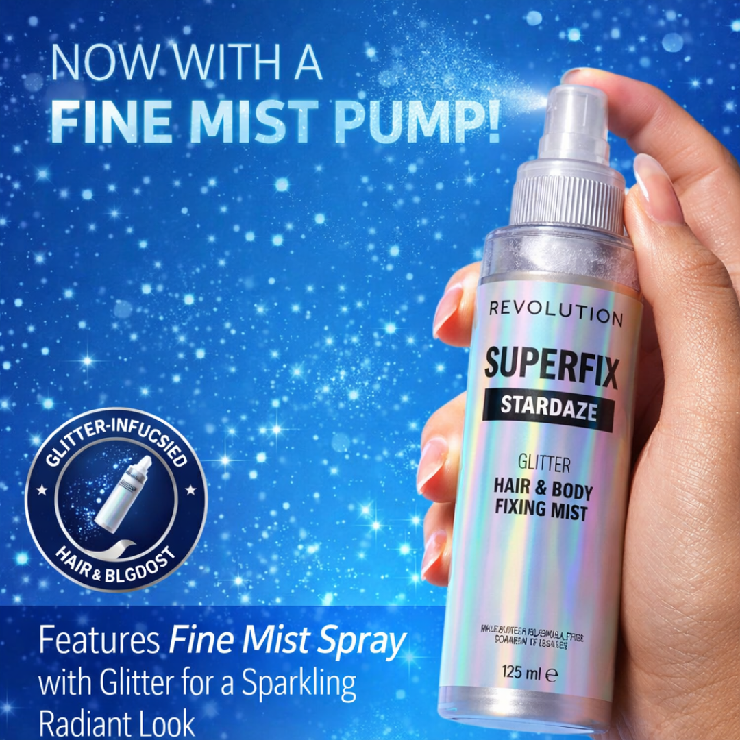 Makeup Revolution Stardaze Glitter Hair & Body Mist | Multi Use - Face, body & beautiful Shinny Hair | Long-lasting, Sweat proof & Quick-Drying