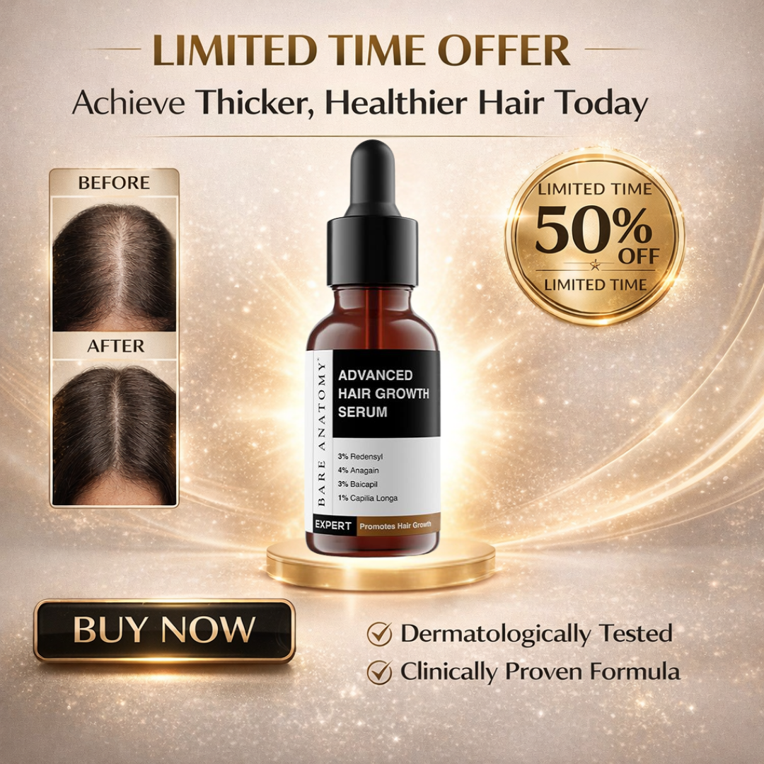 Bare Anatomy Advanced Hair Growth Serum | 3% Redensyl + 4% Anagain + 3% Baicapil + 1% Capilia Longa | Clinically Proven to Reduce Hair Fall & Boost Regrowth