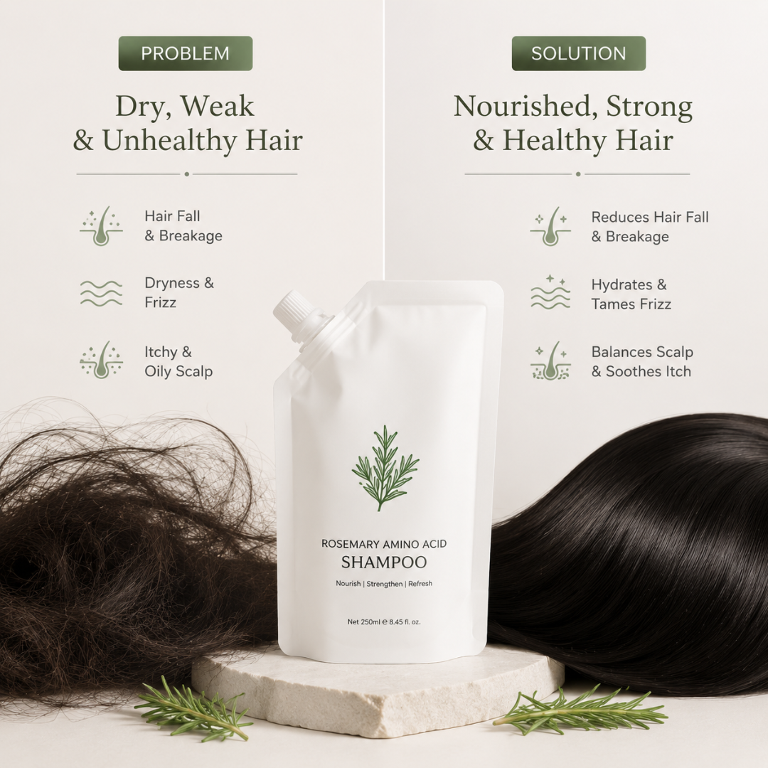 Tgideas Rosemary Amino Acid Shampoo – Strengthens Hair Roots, Promotes Hair Growth, Reduces Hair Fall – Deep Cleansing, Nourishing & Safe – For Dandruff, Oily Scalp, Dry & Frizzy Hair