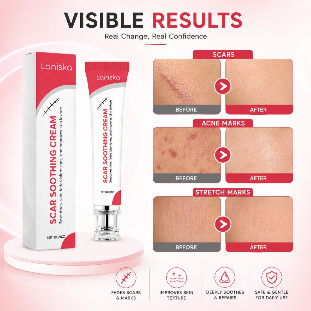Laniska Scar Soothing Cream | 7-in-1 Skin Repair with Argan Oil, Shea Butter, Vitamin E & Hyaluronic Acid | Fades Scars, Warts & Scratches, Deep Hydration