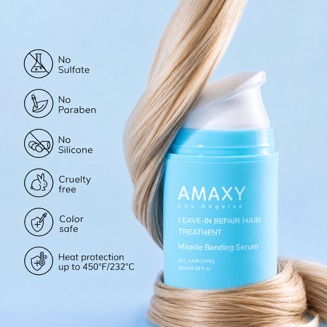 AMAXY Miracle Bonding Serum – Leave-In Repair Hair Treatment – Repairs Damaged Hair, Strengthens & Protects – With Patented Kereffect Bond Complex, Keratin Peptide & 3 Essential Oils