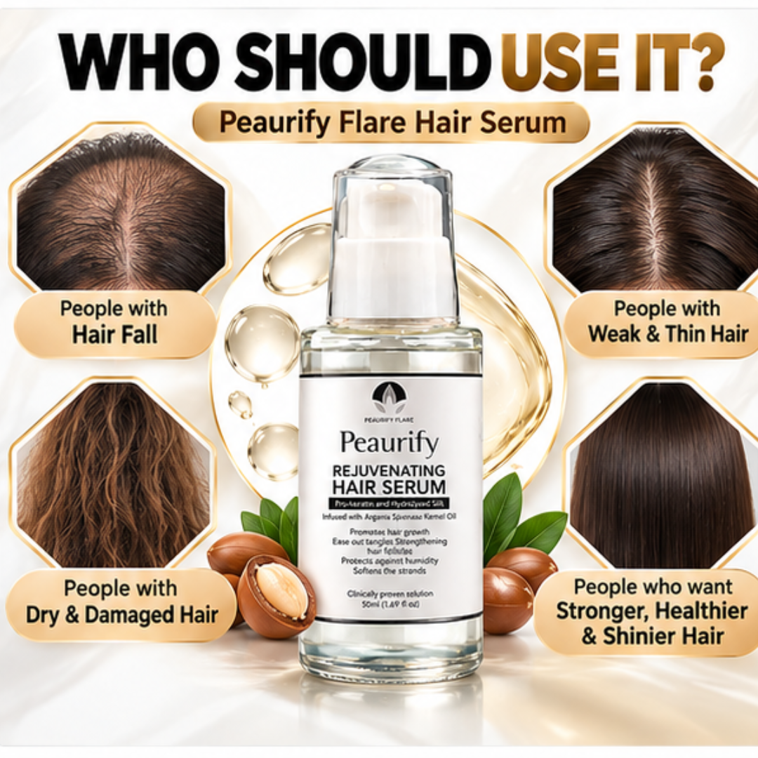 Peaurify Flare Rejuvenating Hair Serum – Anti-Hair Fall & Hair Growth Treatment – Pro-Keratin & Argan Oil