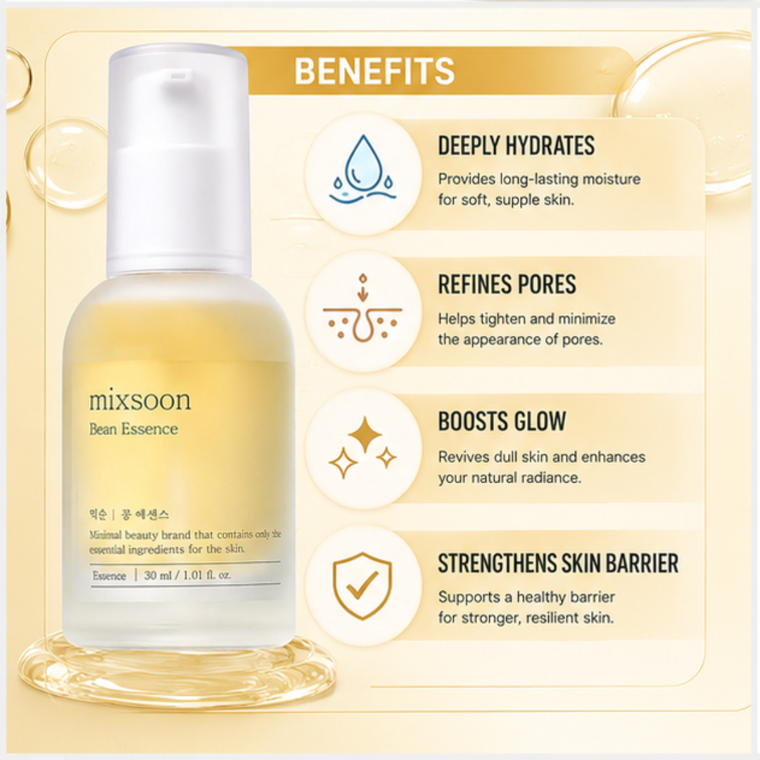 mixsoon Bean Essence – 50% OFF – Nourish, Refine & Reveal Radiance – Minimal Ingredients, Maximum Results – Smooths Texture, Deeply Hydrates, Refines Pores, Boosts Glow