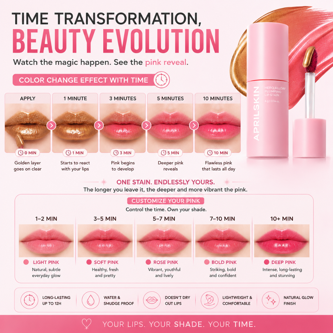 Aprilskin Hero All Day Plumping Lip Stain – Buy 1 Get 1 FREE – Fuller, Smoother & All Day Long – Peel Off, Reveal Pink – Instant Volume, All Day Wear – Non-Sticky, Lightweight