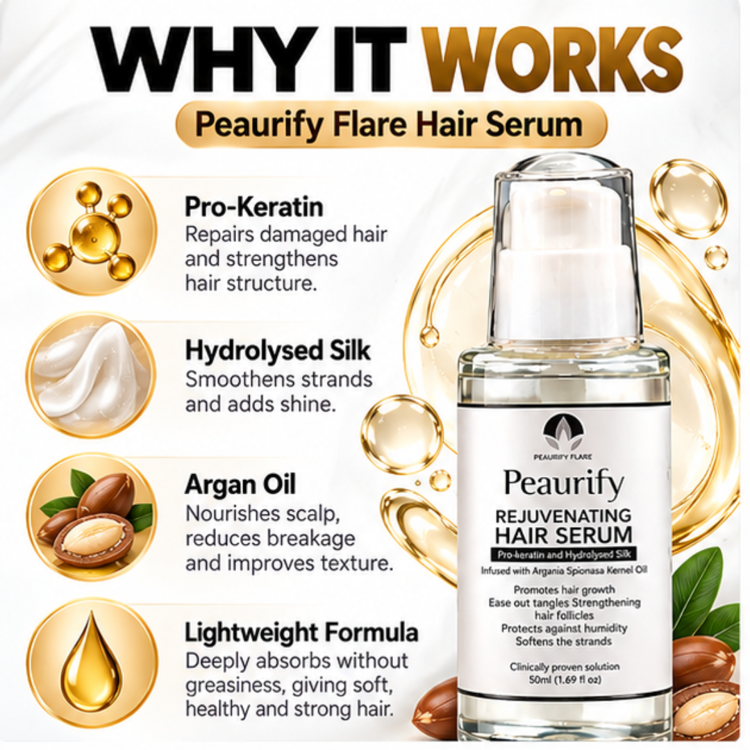 Peaurify Flare Rejuvenating Hair Serum – Anti-Hair Fall & Hair Growth Treatment – Pro-Keratin & Argan Oil