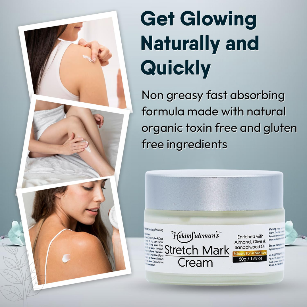 Hakim Suleman's Stretch Mark & Scar Removal Cream | Enriched with Almond, Olive & Sandalwood Oil | Reduces Stretch Marks, Scars & Improves Skin Elasticity