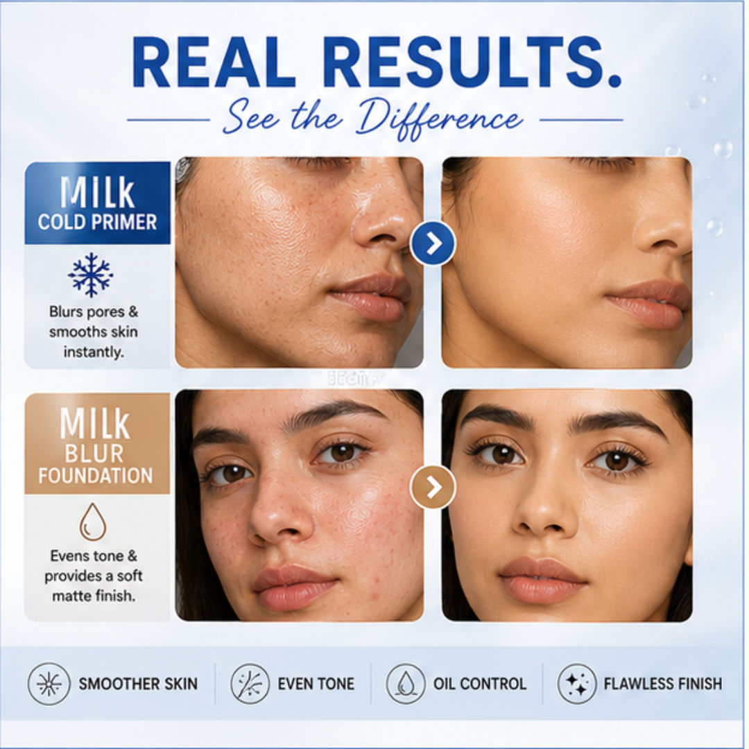 Milk Makeup Cold Primer + Blur Foundation Deal – Prep, Blur & Stay Flawless – Cooling Primer + Blur Foundation Duo – Blurs Pores, Smooths Skin, Controls Oil – Long-Lasting, Soft Matte Finish