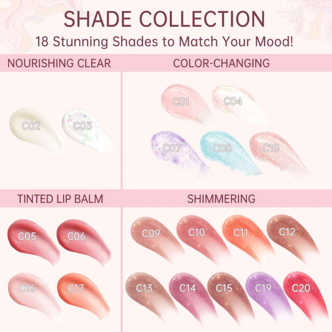 Catkin Tinted Lip Balm Glitter Lip Stain Pack of 6 - 24HR Hydrating Shimmer Lip Color with 3-in-1 Versatility