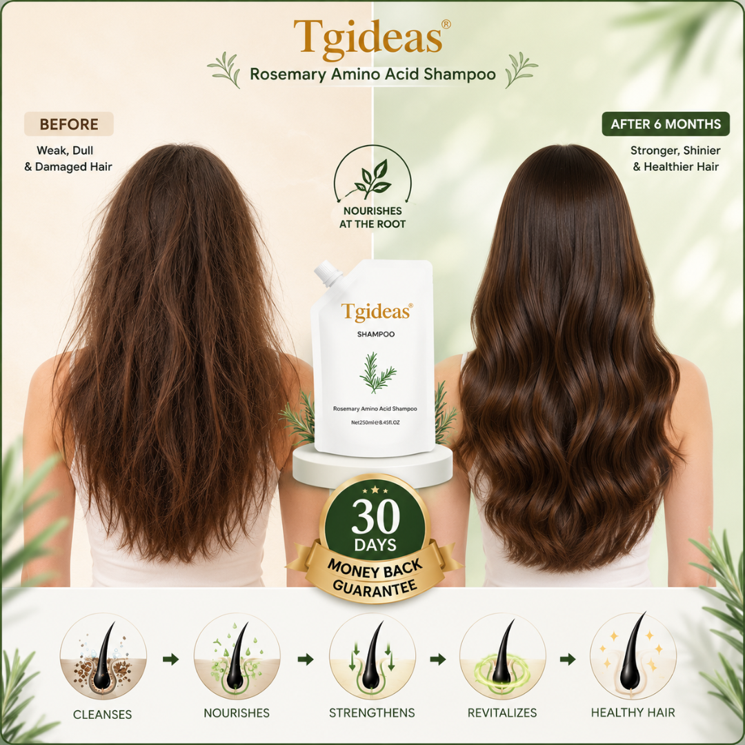 Tgideas Rosemary Amino Acid Shampoo – Strengthens Hair Roots, Promotes Hair Growth, Reduces Hair Fall – Deep Cleansing, Nourishing & Safe – For Dandruff, Oily Scalp, Dry & Frizzy Hair