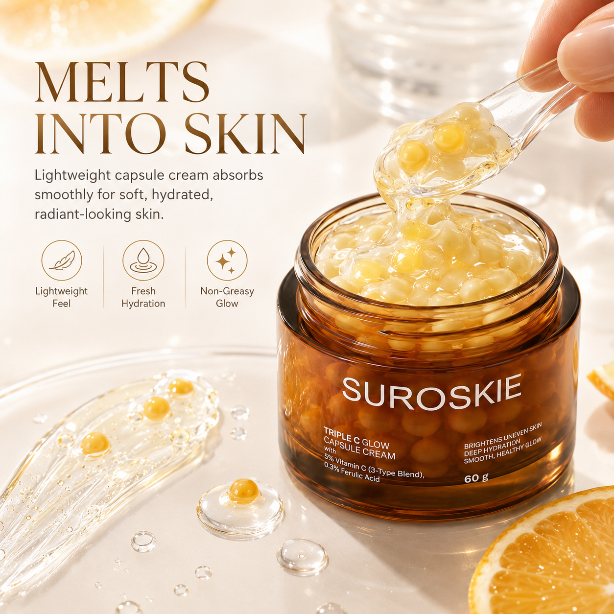 SUROSKIE Triple C Glow Capsule Cream | Brightens Uneven Skin | Deep Hydration | Healthy Radiant Glow