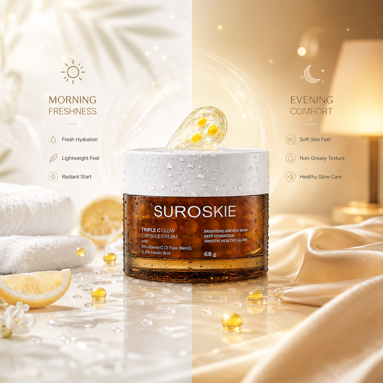 SUROSKIE Triple C Glow Capsule Cream | Brightens Uneven Skin | Deep Hydration | Healthy Radiant Glow