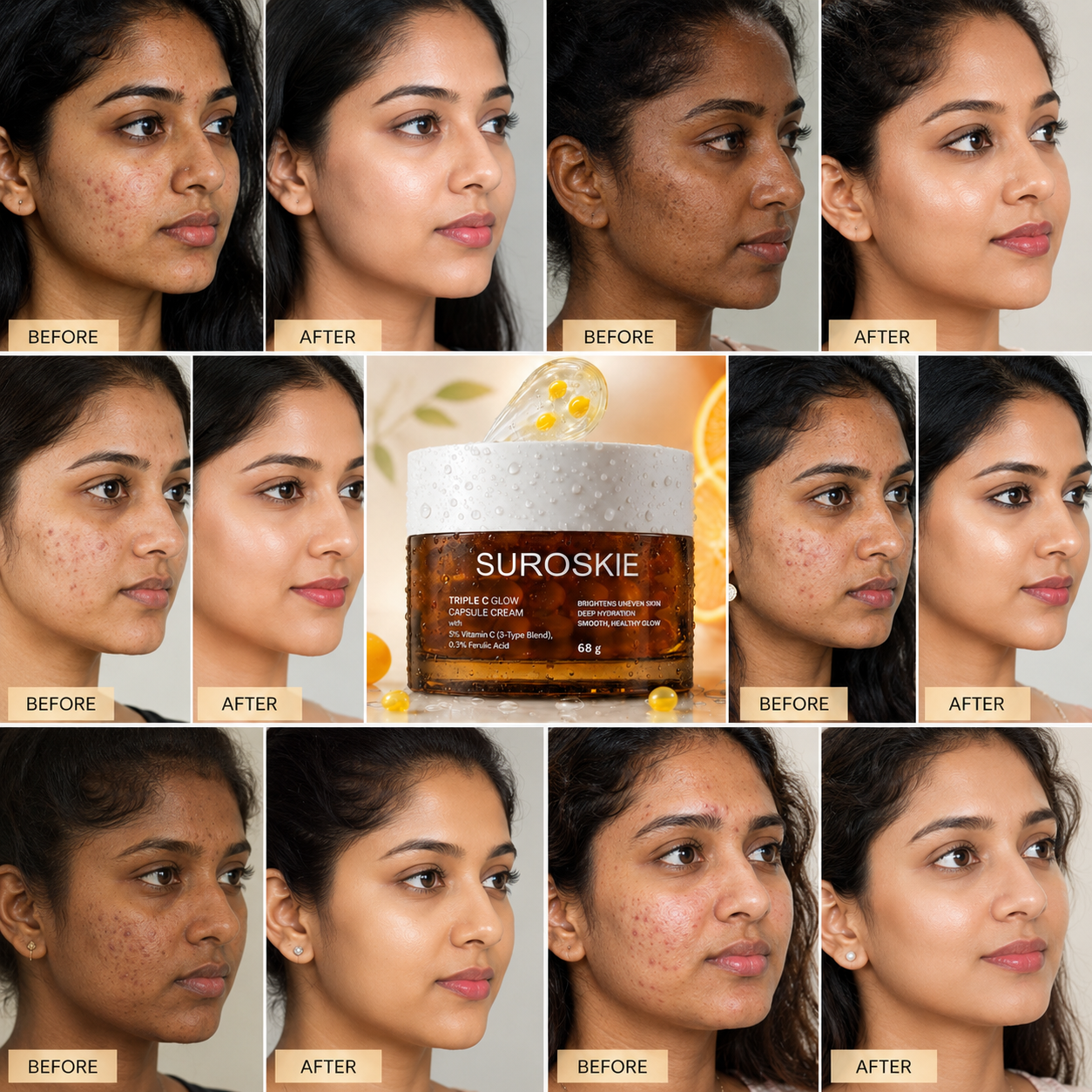 SUROSKIE Triple C Glow Capsule Cream | Brightens Uneven Skin | Deep Hydration | Healthy Radiant Glow