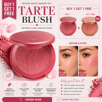 Tarte Blush – Natural Flush, Healthy Glow – Silky Smooth, Buildable Color & Long-Lasting Wear – Natural-Looking Flush, Blends Effortlessly – Vegan, Cruelty-Free & Paraben-Free