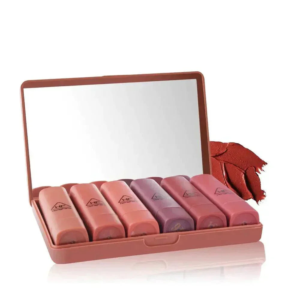 6 Pcs Heng Feng Matte Lipstick With Mirror